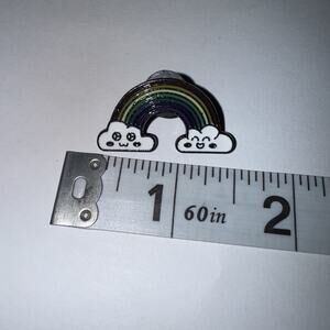 Rainbow With Cloud Faced Pin Brooch